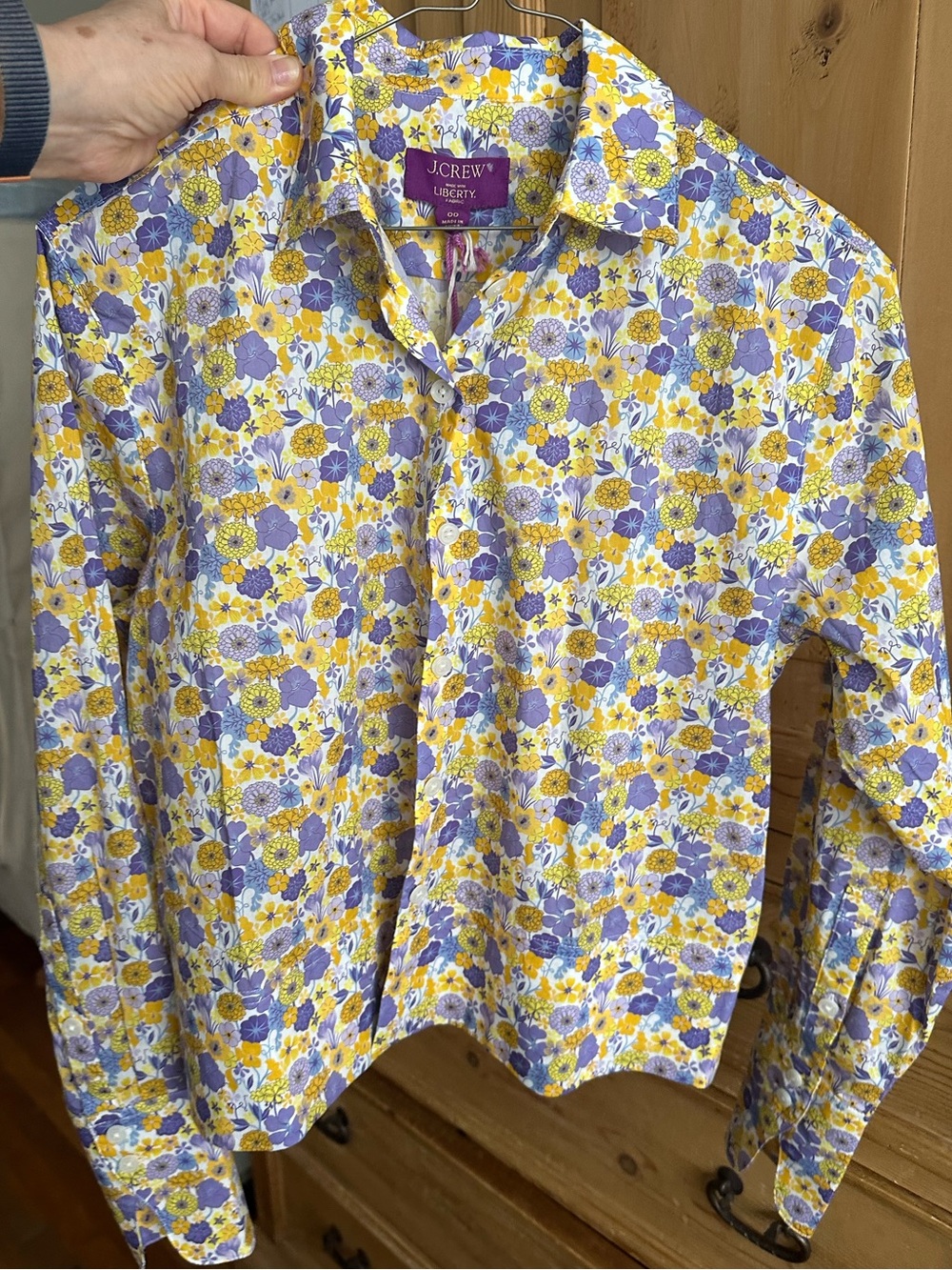 Liberty of London J Crew Floral Cropped Blouse Shirt 100% Cotton Size 00 NWT!